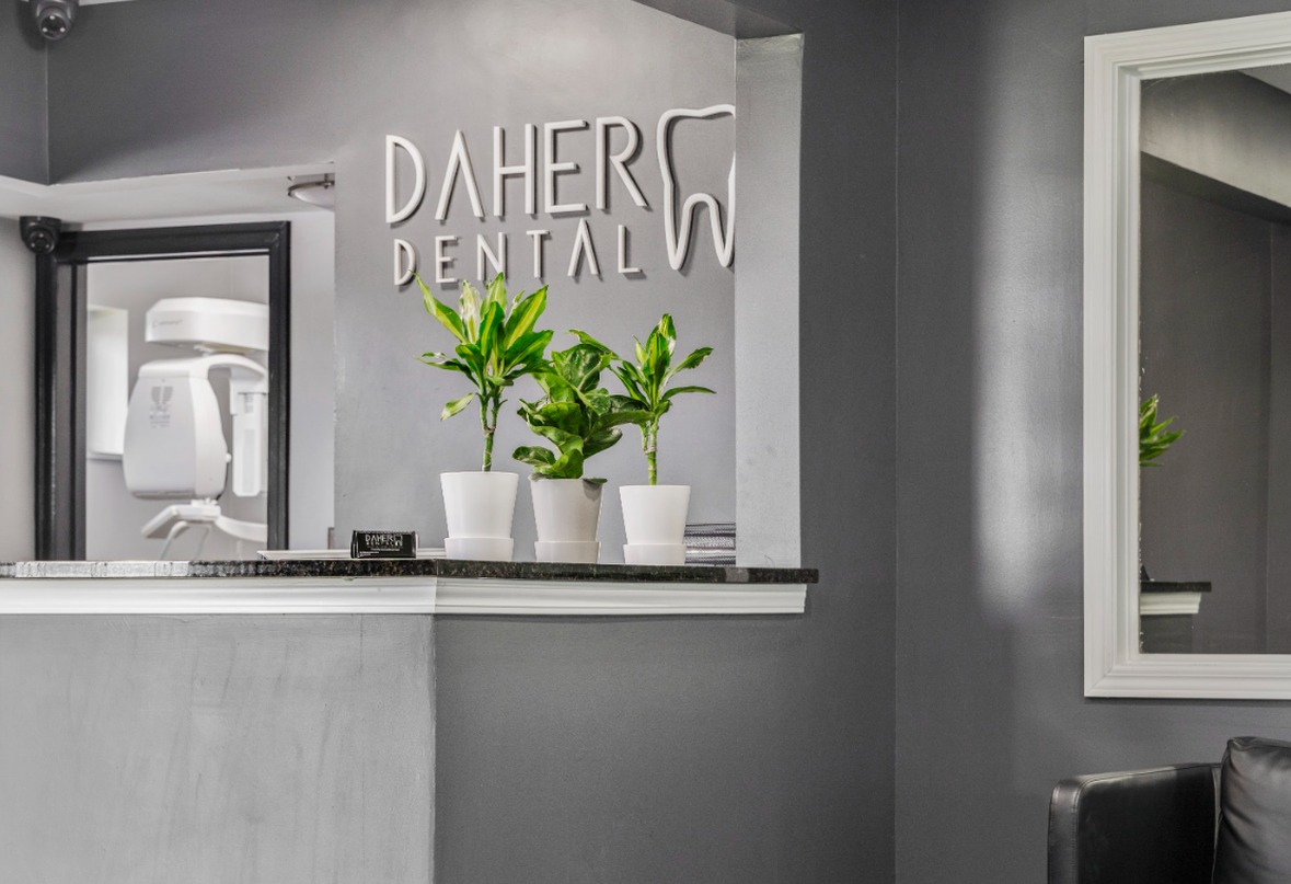 The front desk at Daher Dental in Westland