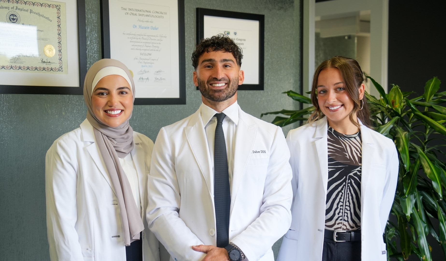 Dr. Hussein Daher, Dr. Hannah and Dr. Houda at Daher Dental